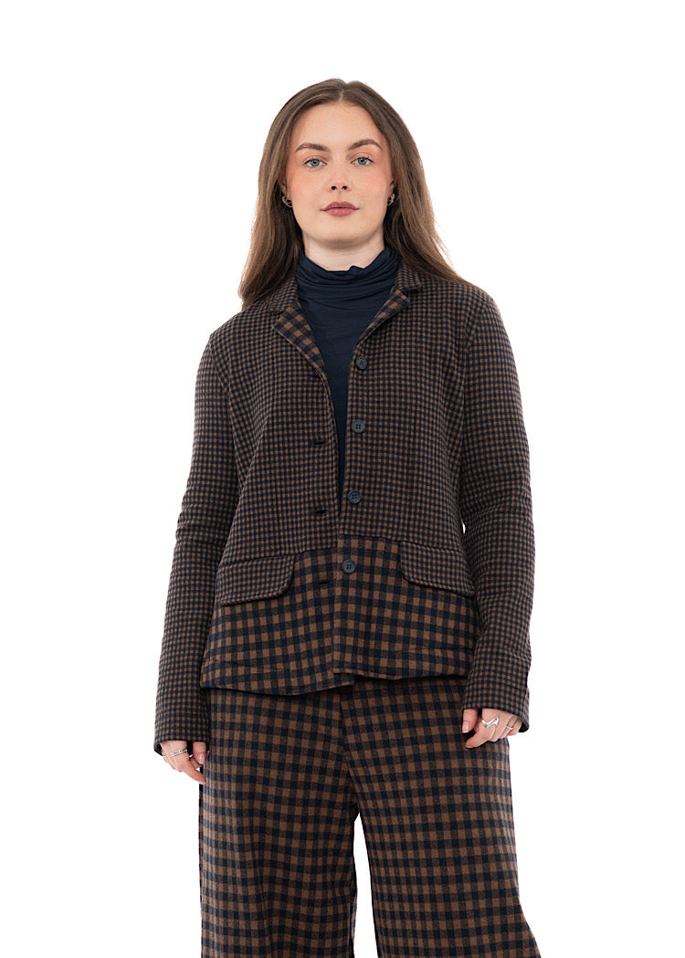 MIXED-CHECK TAILORED YASMIN JACKET
