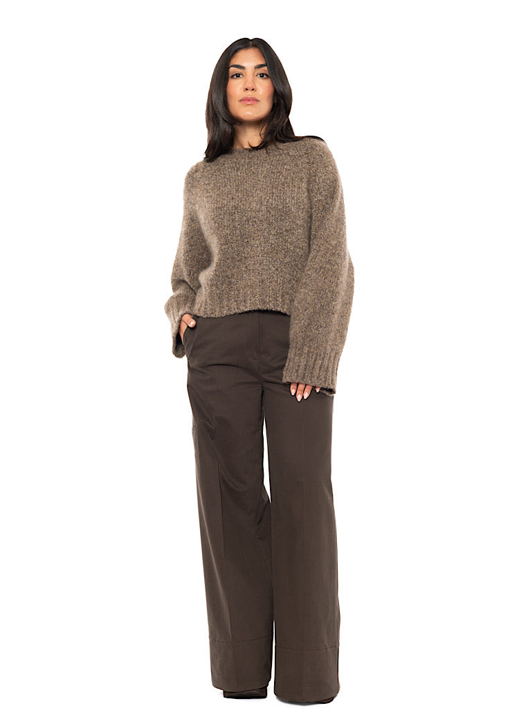 CASHMERE SILK CROPPED LENGTH PULLOVER