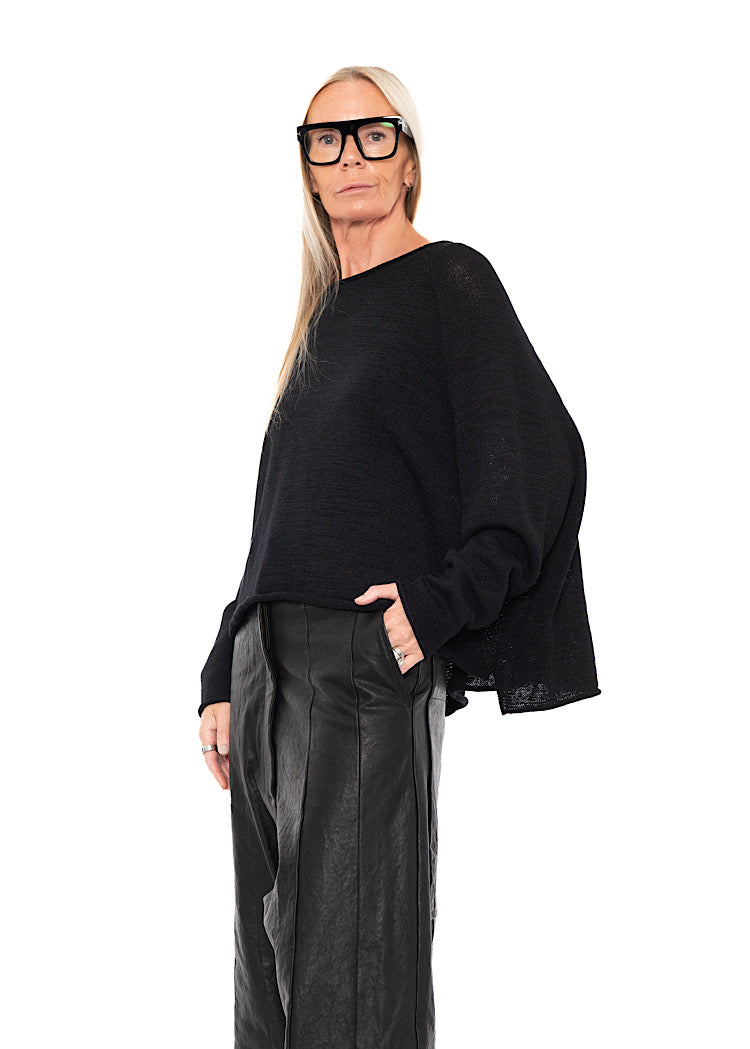 LINEN-BLEND KNITTED PULLOVER