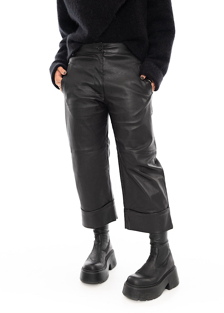 SORT AARHUS LEATHER TROUSER