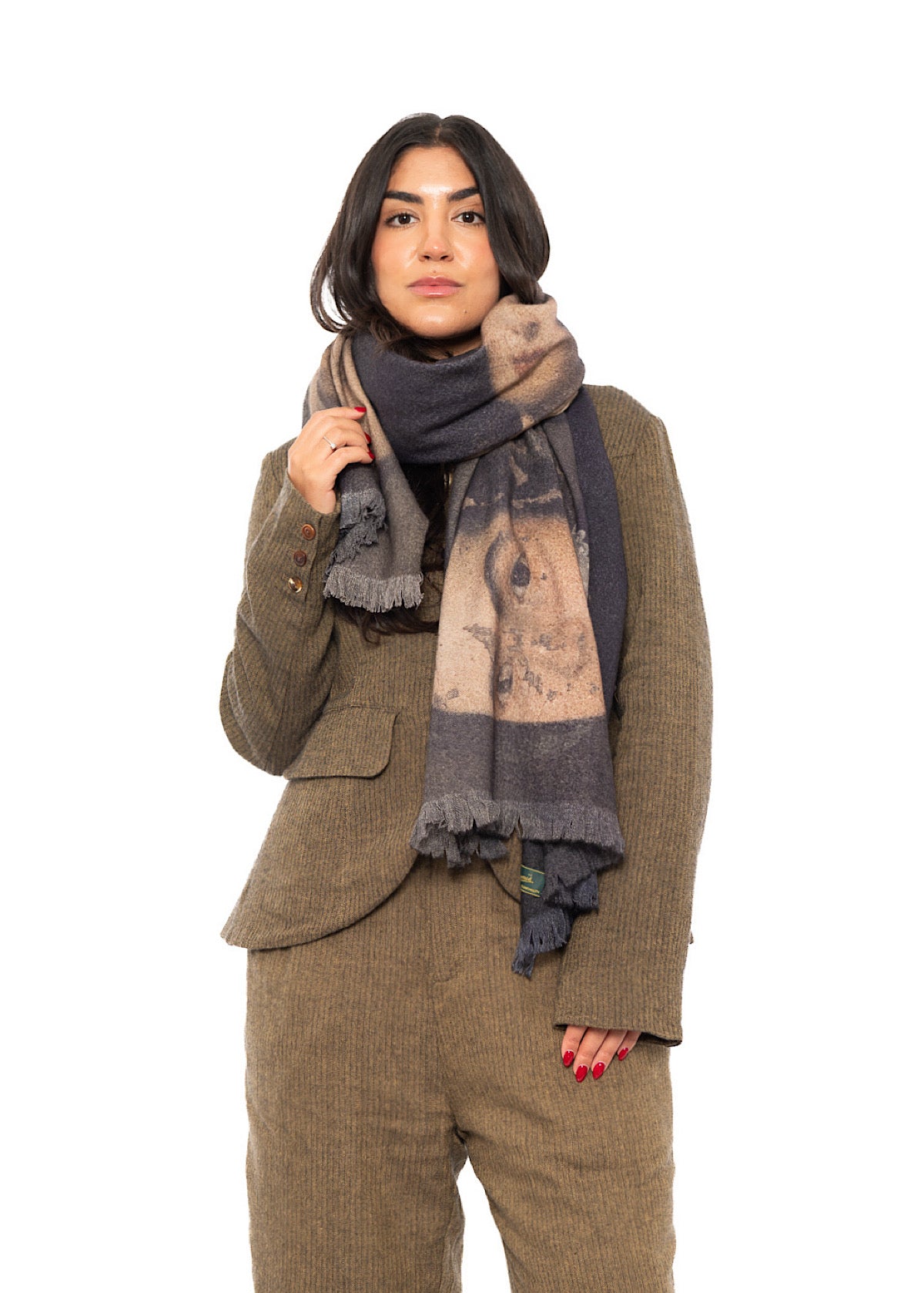 PORTRAIT PRINTED WOOL SCARF