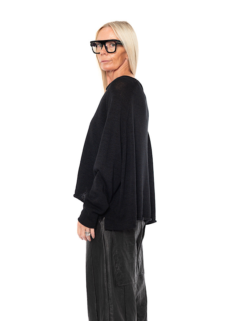 LINEN-BLEND KNITTED PULLOVER