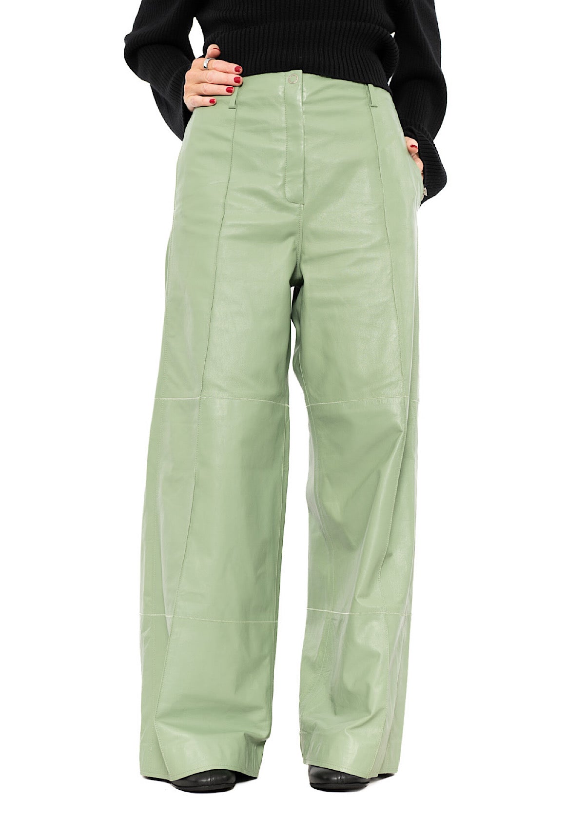 SIGNATURE WIDE LEG LEATHER TROUSER