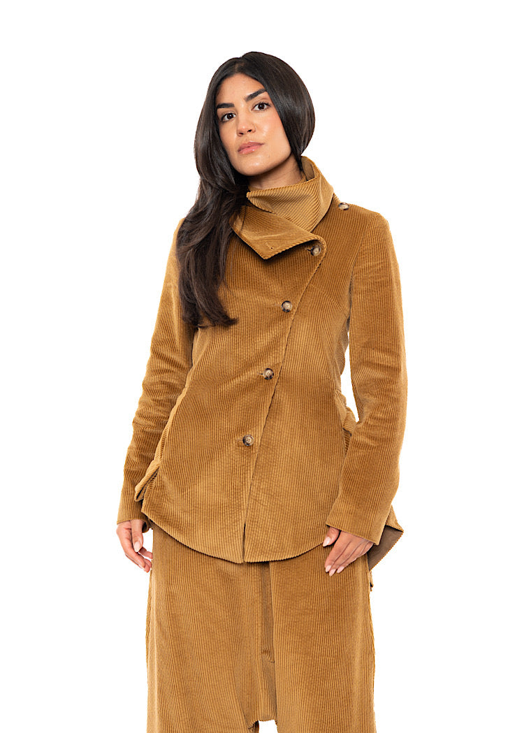 ASYMMETRIC STRETCH CORD VELVET JACKET