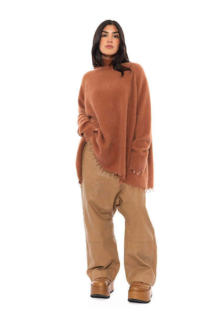 OVERSIZED FOX WOOL SILK KNITTED TUNIC