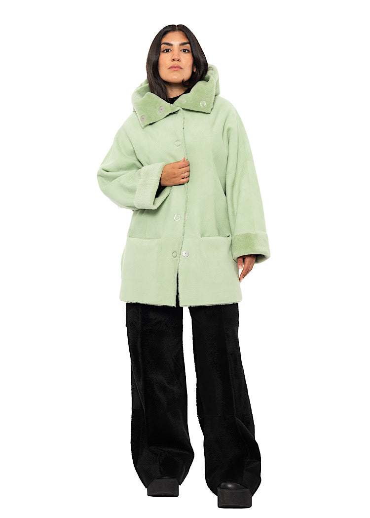 REVERSIBLE FUR HOODED JACKET