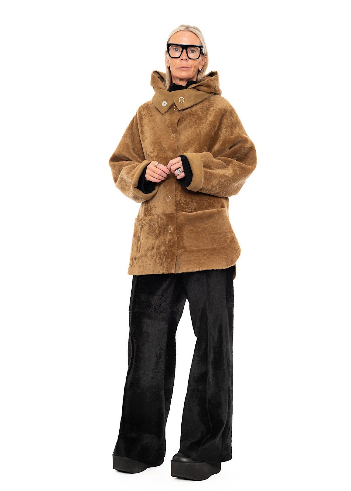 REVERSIBLE FUR HOODED JACKET
