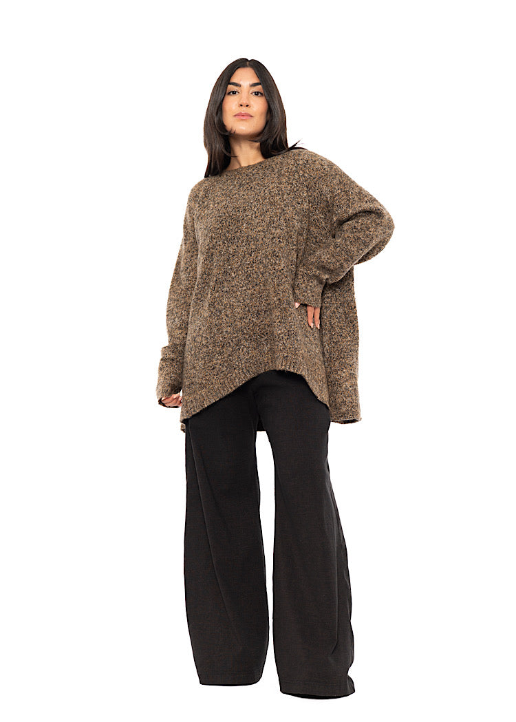 MÉLANGE KNIT ASYMMETRIC PULLOVER