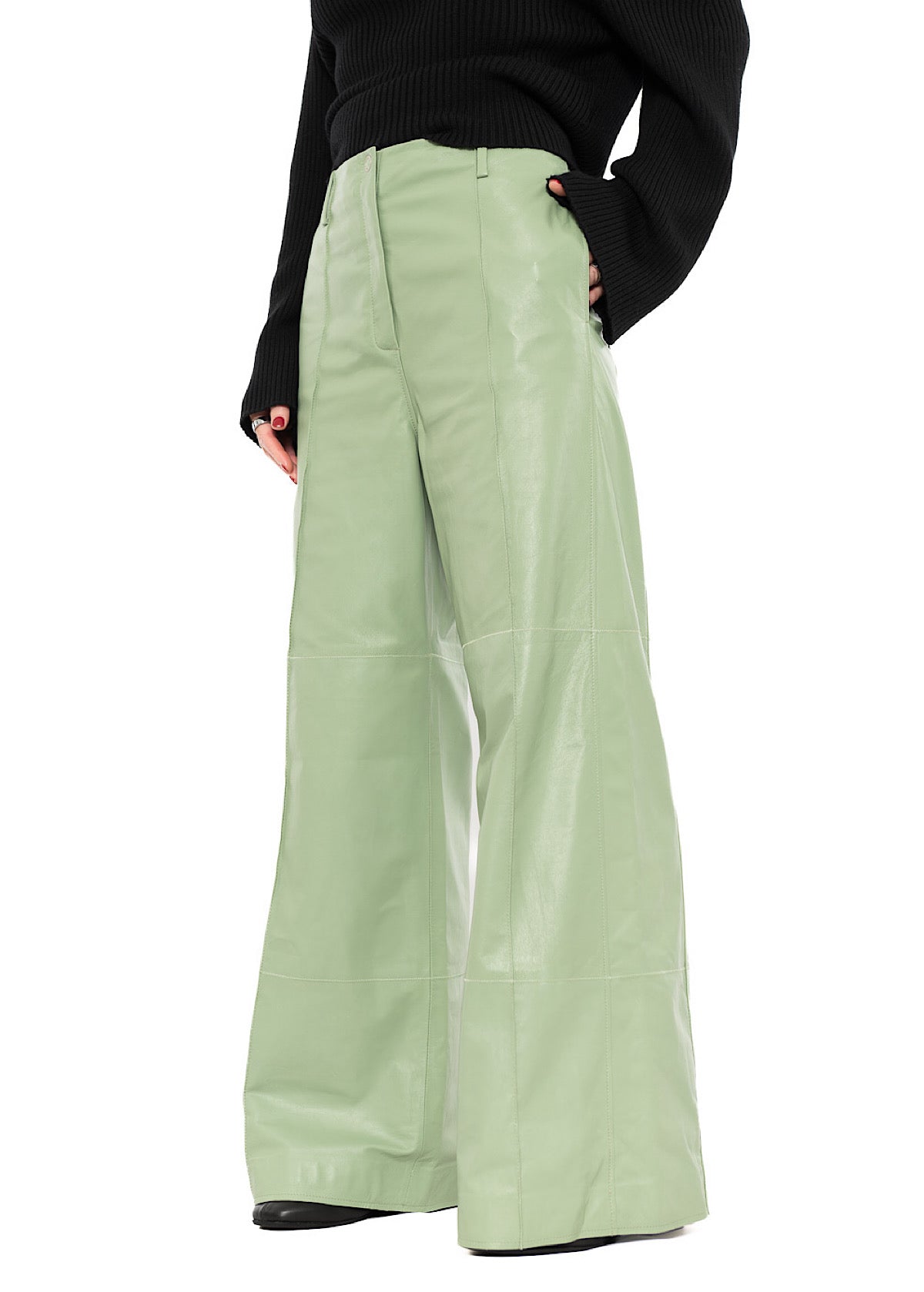 SIGNATURE WIDE LEG LEATHER TROUSER