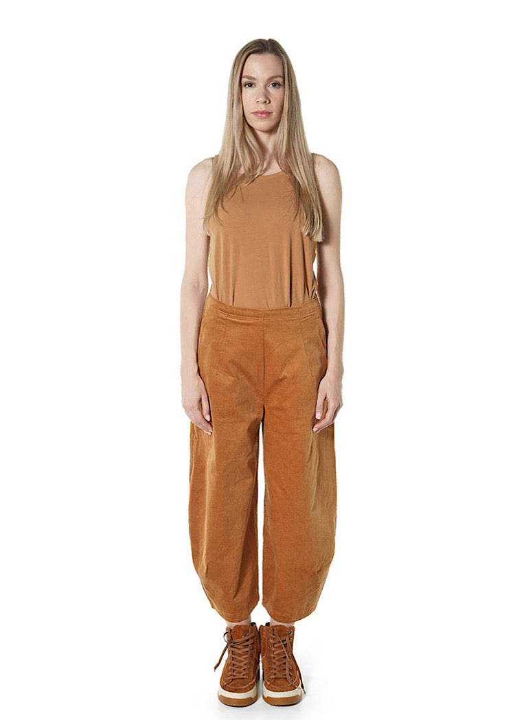 STRETCH-VELVET BALLOON TROUSER *FOREST* (Shown in BRONZE)