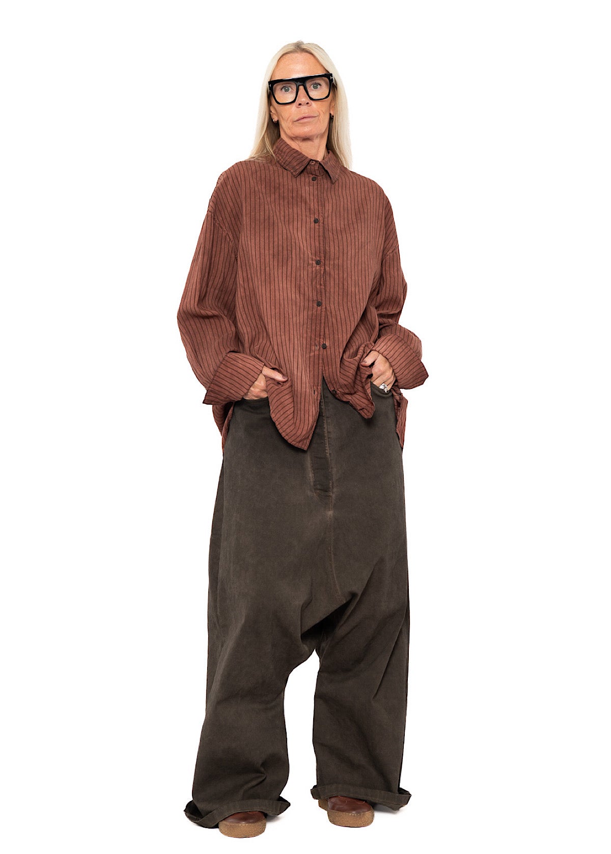 GARMENT-DYED SILK STRIPE SHIRT