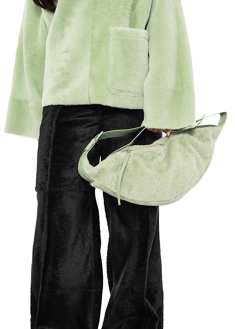 CROSSBODY FUR-FINISHED LEATHER BAG