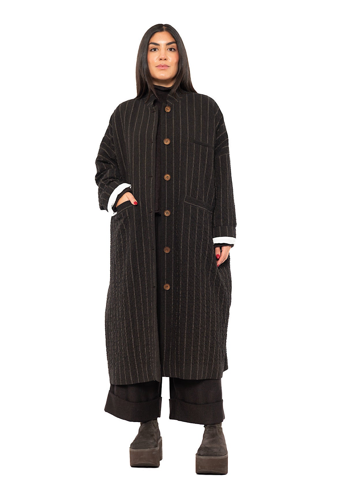 STRIPED WOOL BLEND ISA COAT