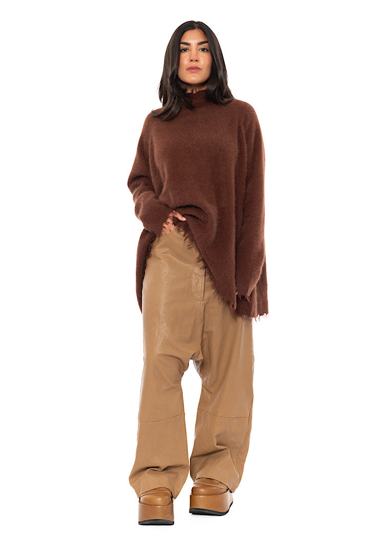 OVERSIZED FOX WOOL SILK KNITTED TUNIC