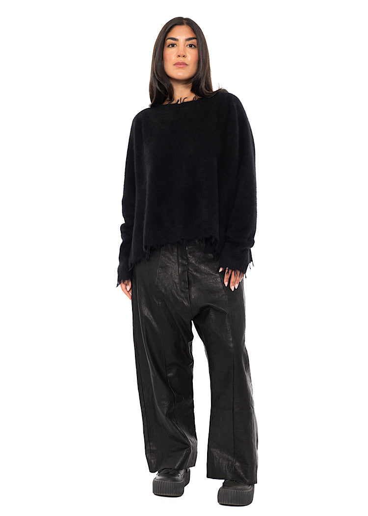RELAXED FRAYED KNIT PULLOVER