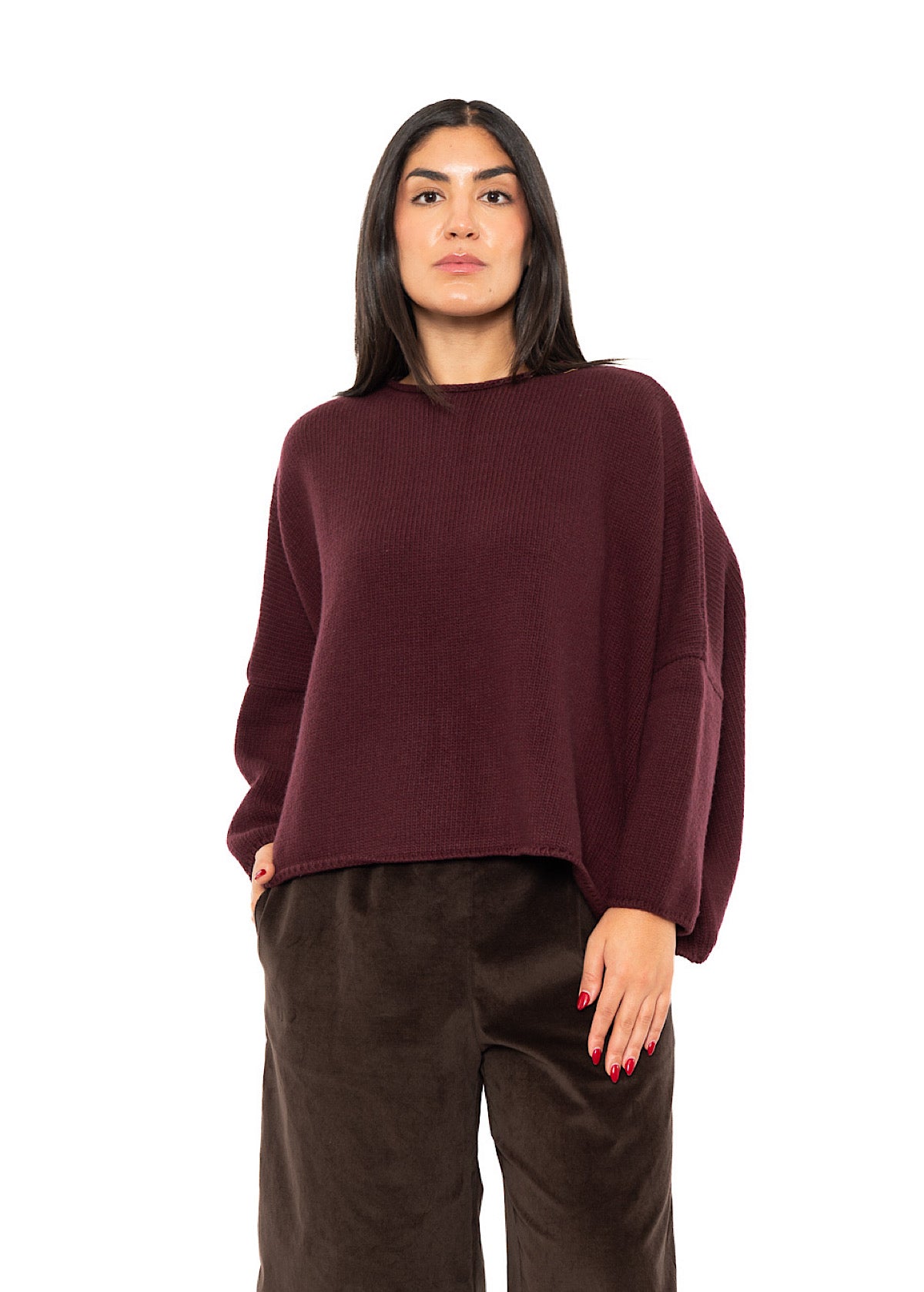CROPPED CASHMERE BLEND FAUSTA PULLOVER