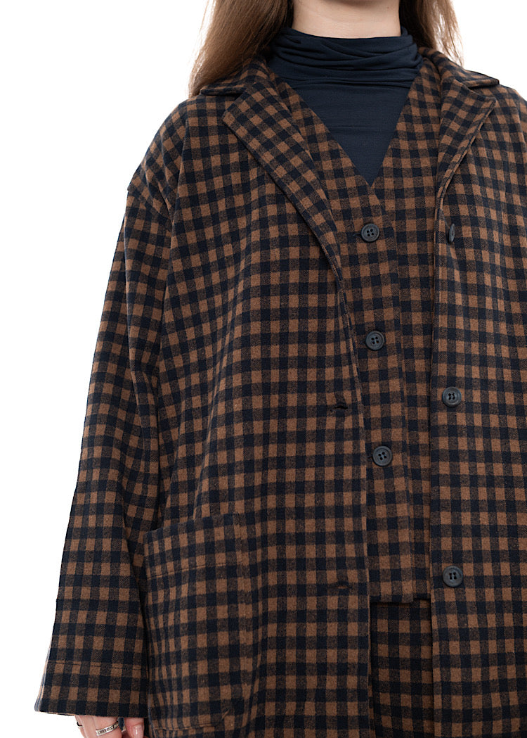 CHECKED LONGLINE CEREALE JQ JACKET