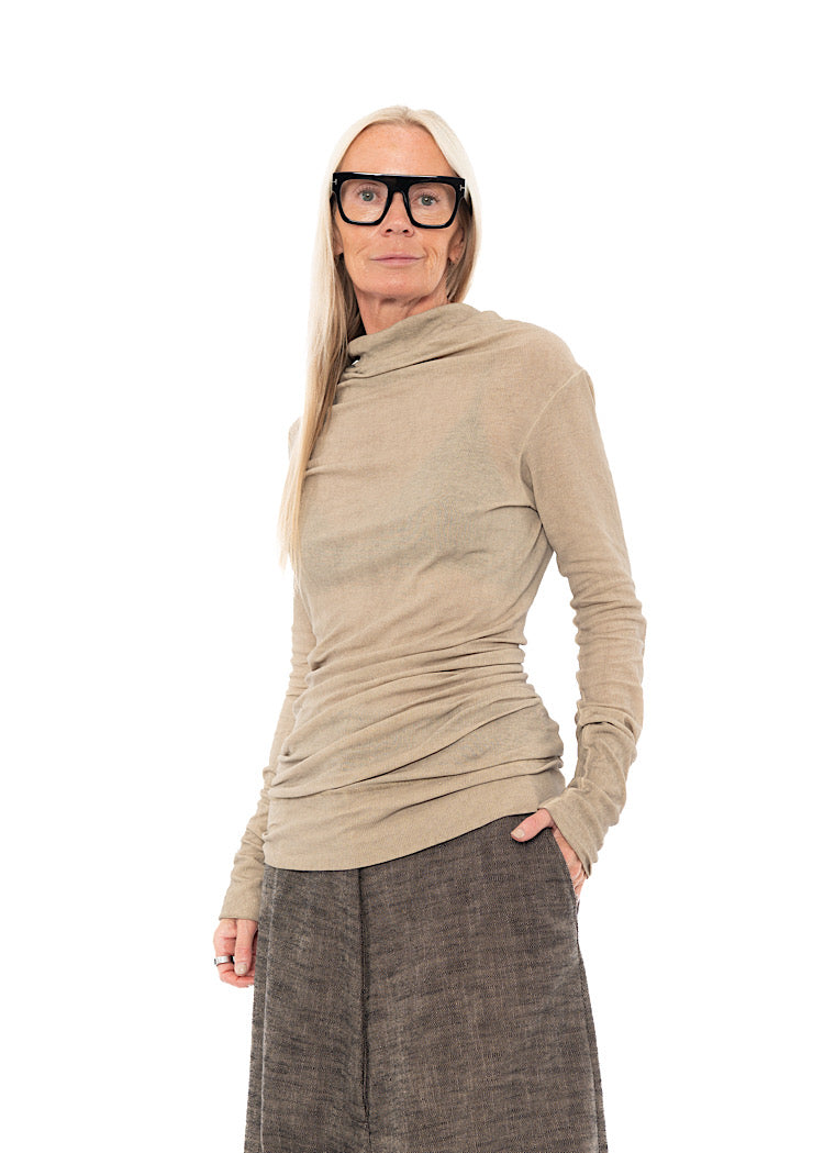 HIGH-NECK RIB JERSEY T-SHIRT