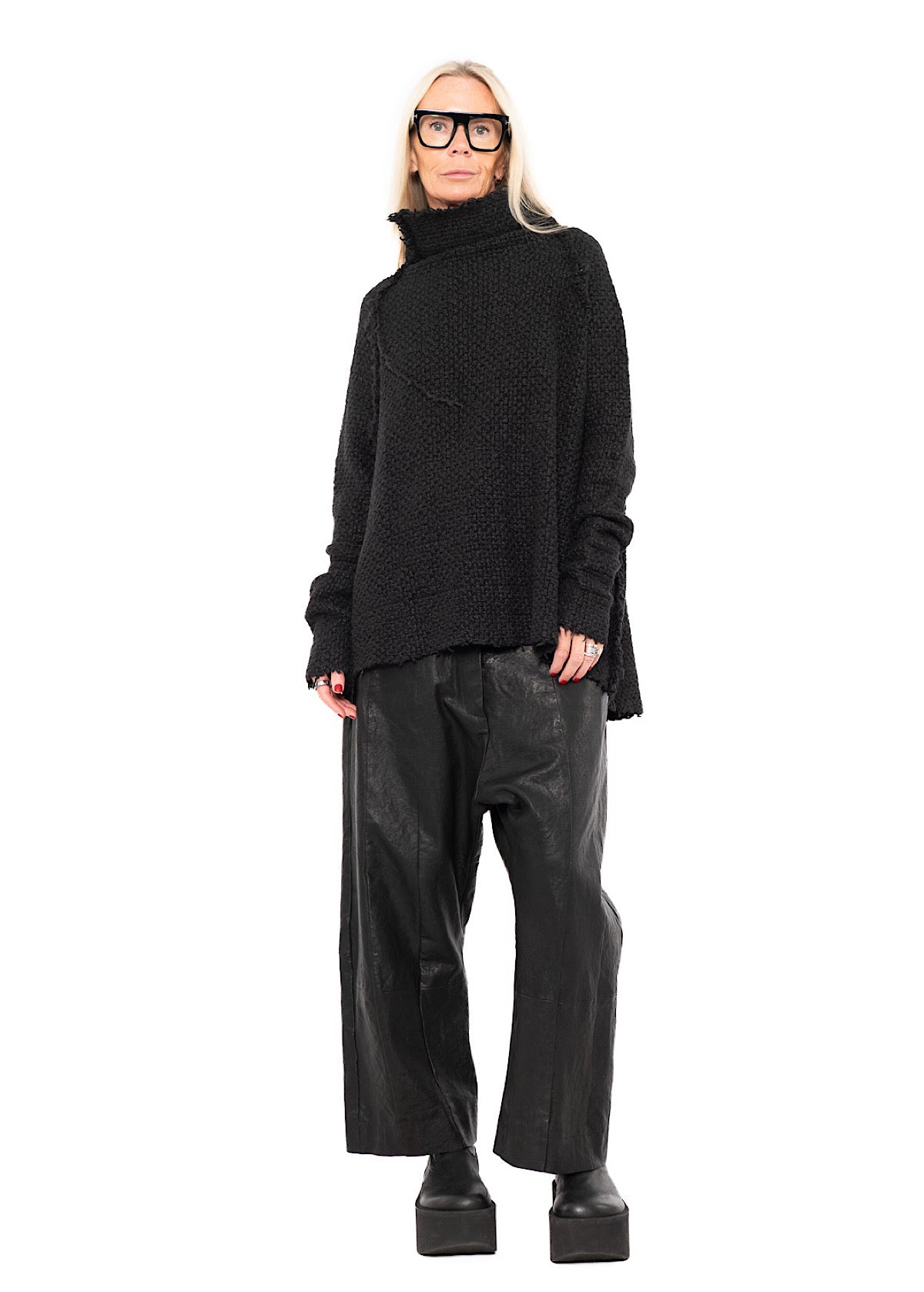 TEXTURED SILK KNIT PULLOVER