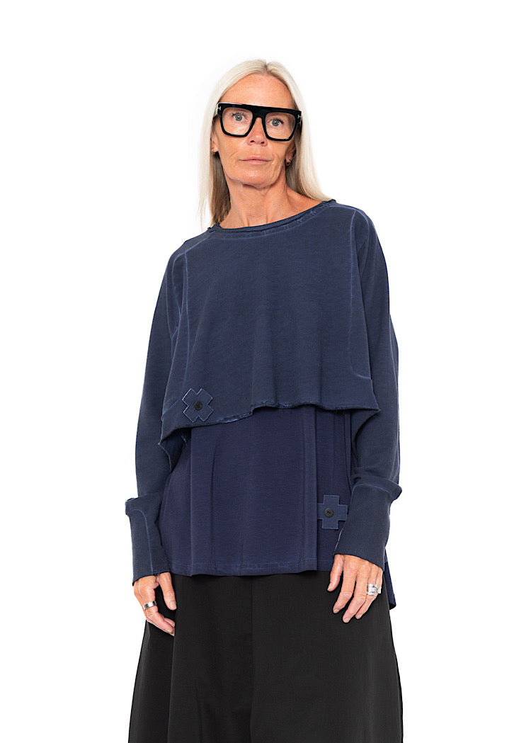 CROPPED LENGTH DISTRESSED PULLOVER