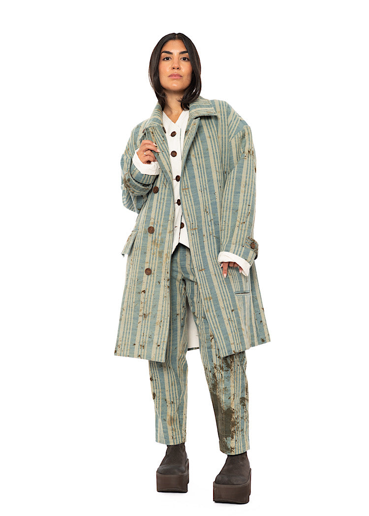 OVERSIZED STRIPED COTTON COAT