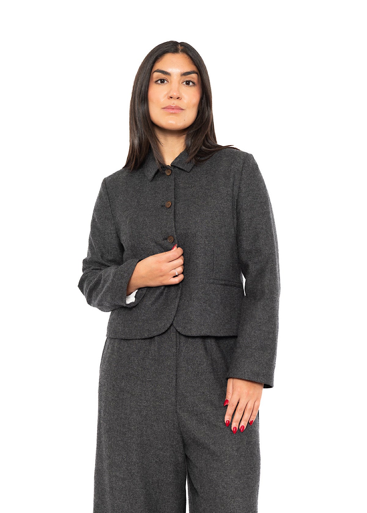 CROPPED HERRINGBONE GINNY JACKET