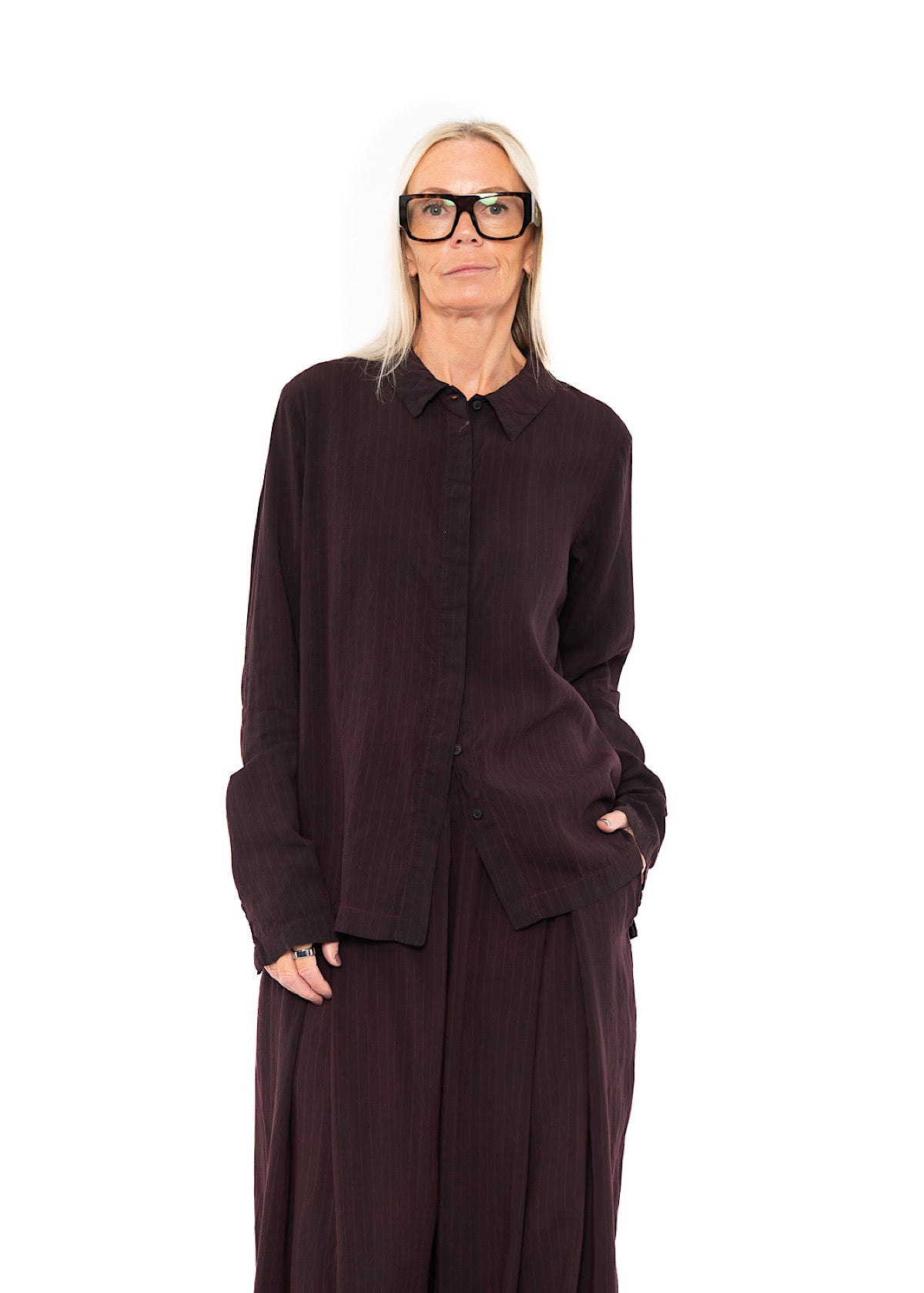 PINSTRIPE VISCOSE-SILK SHIRT