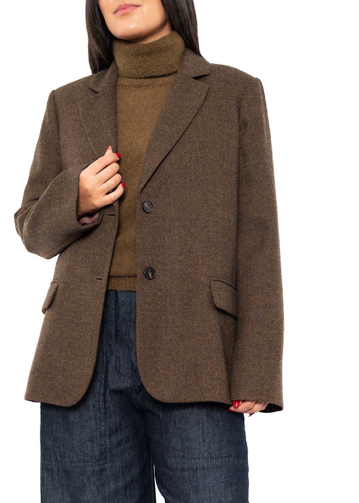 RELAXED HERRINGBONE BLAZER