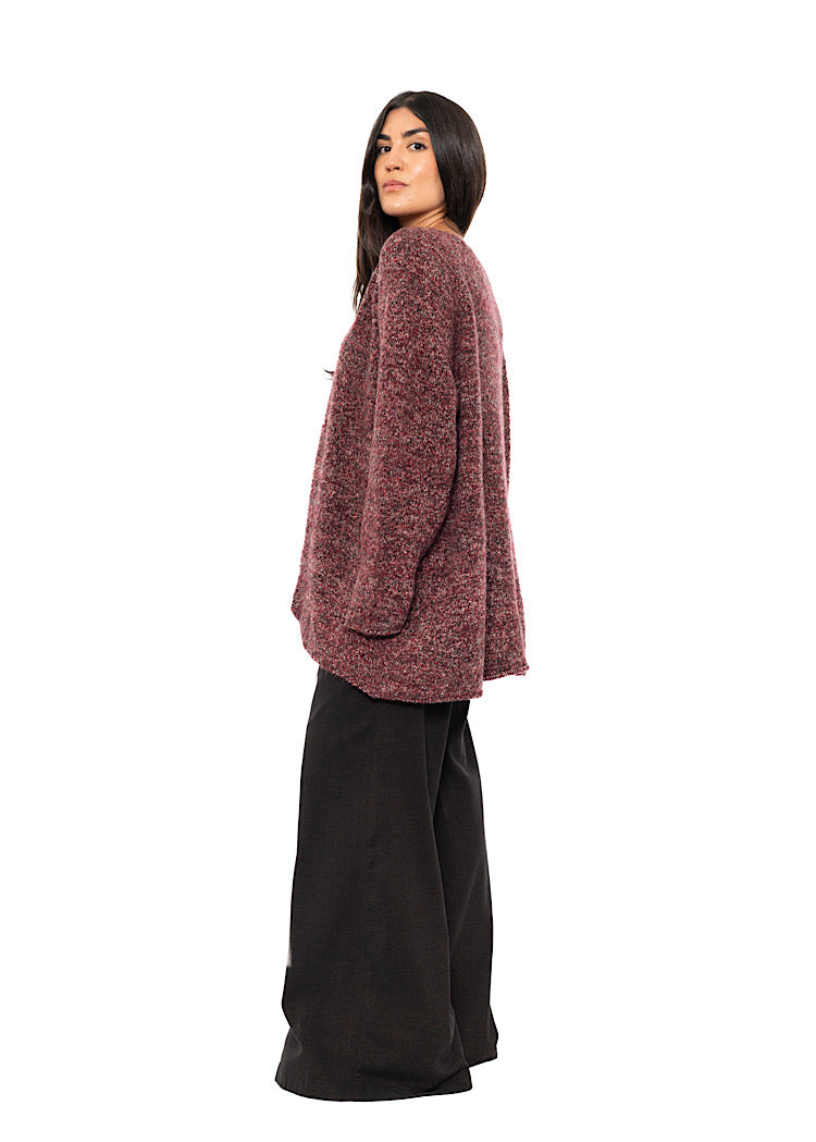 MÉLANGE KNIT ASYMMETRIC PULLOVER
