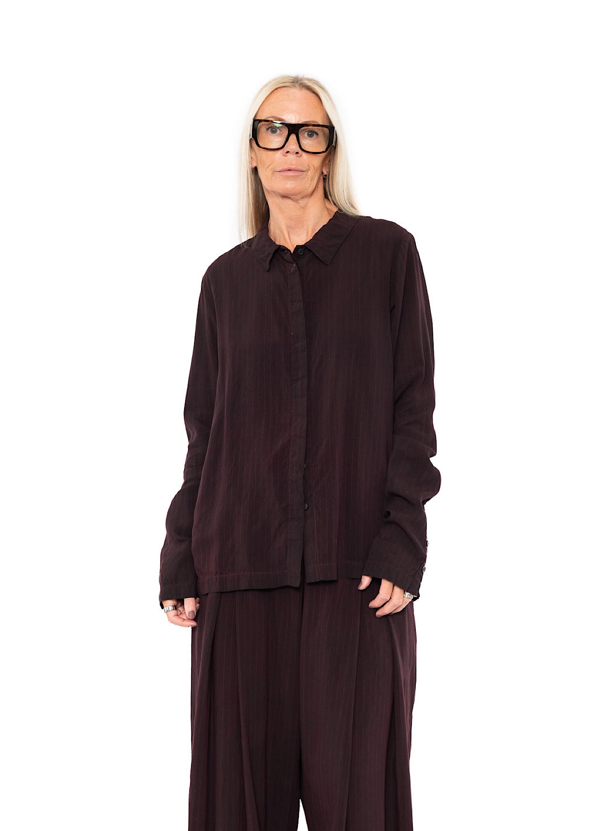 PINSTRIPE VISCOSE-SILK SHIRT