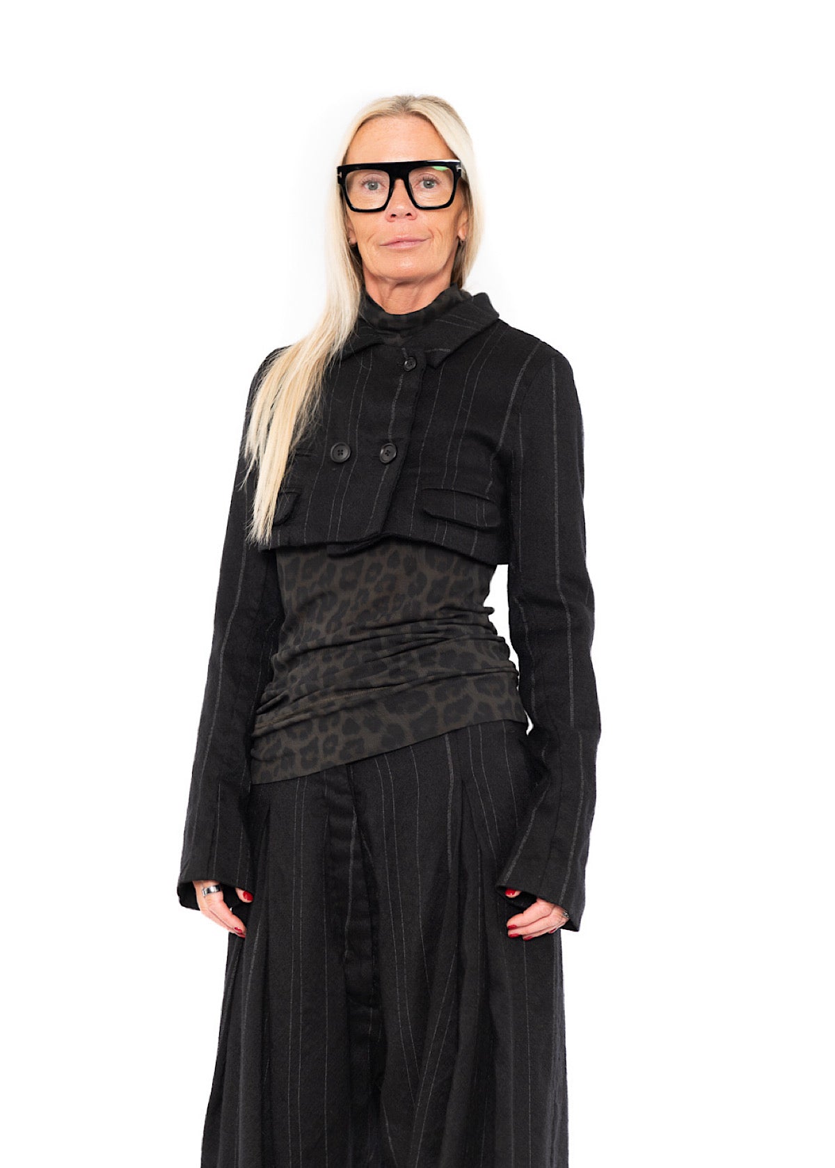 CROPPED PINSTRIPE WOOL JACKET
