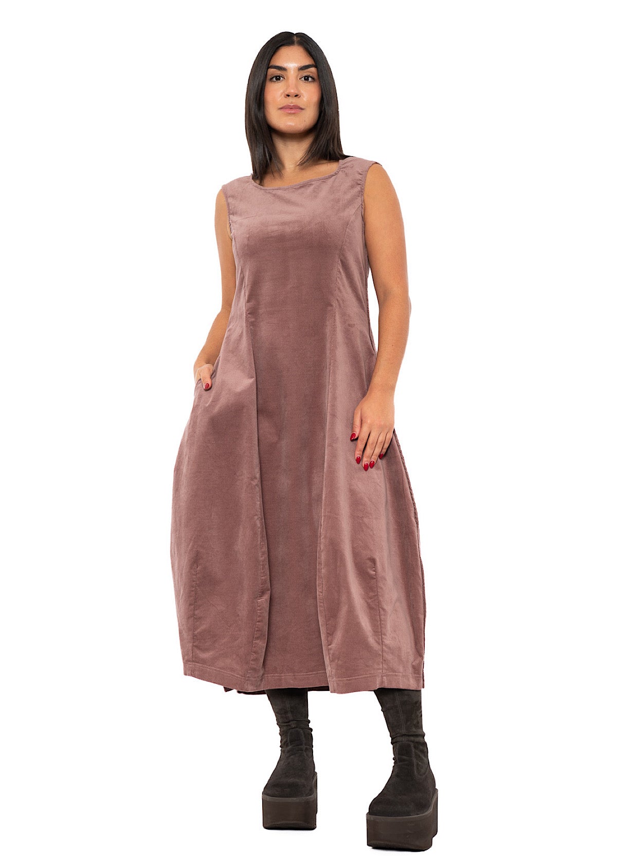 STRETCH-VELVET BALLOON DRESS