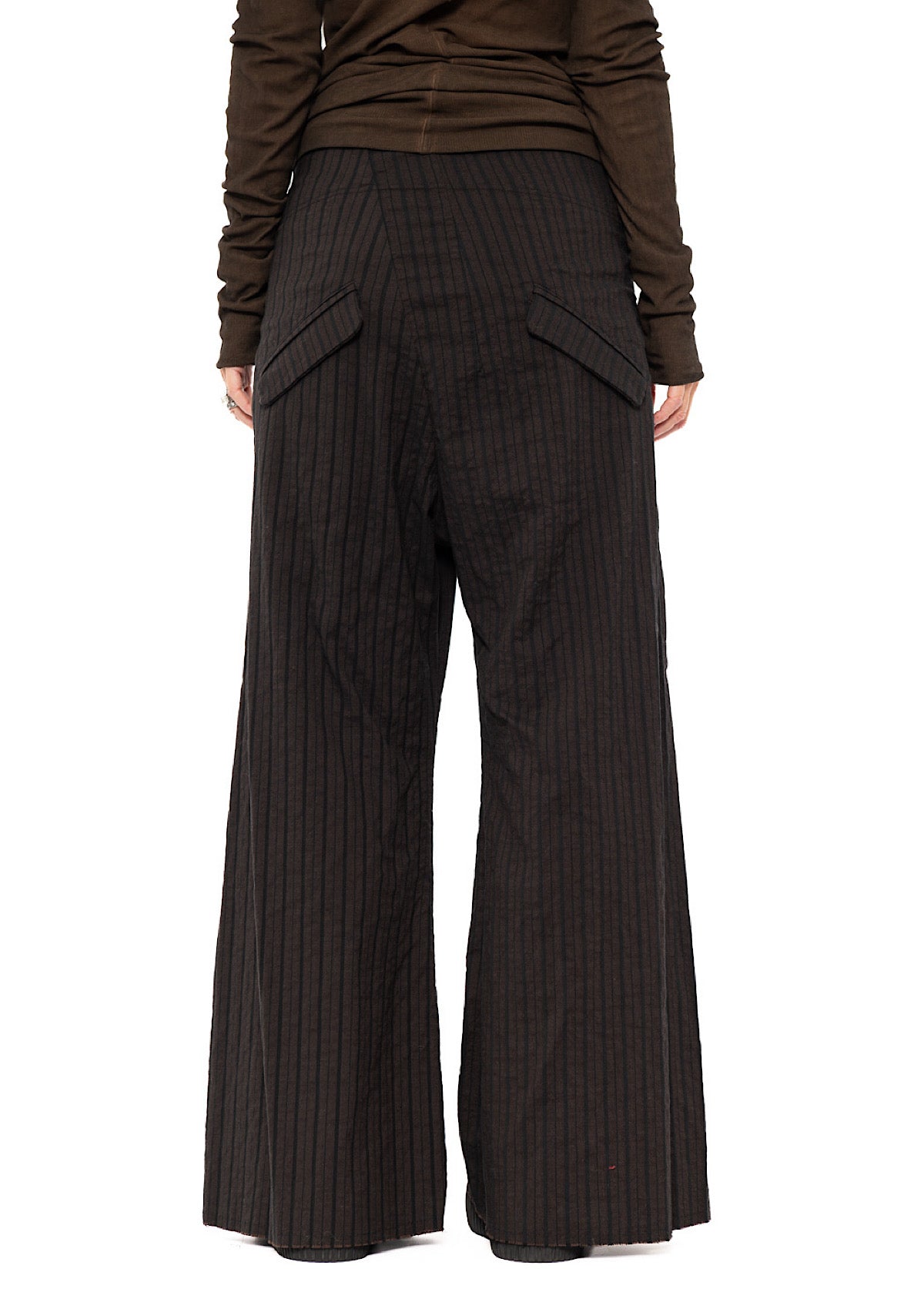 STRIPED FLARED WIDE-LEG TROUSER