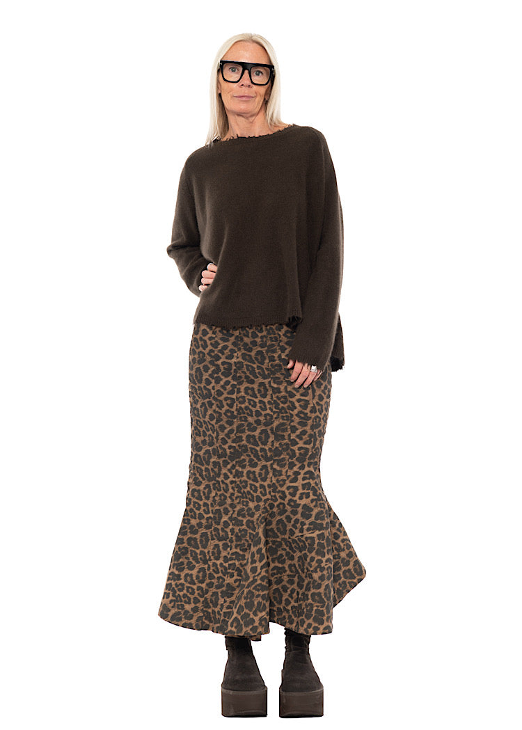DISTRESSED MERINO RACCOON PULLOVER