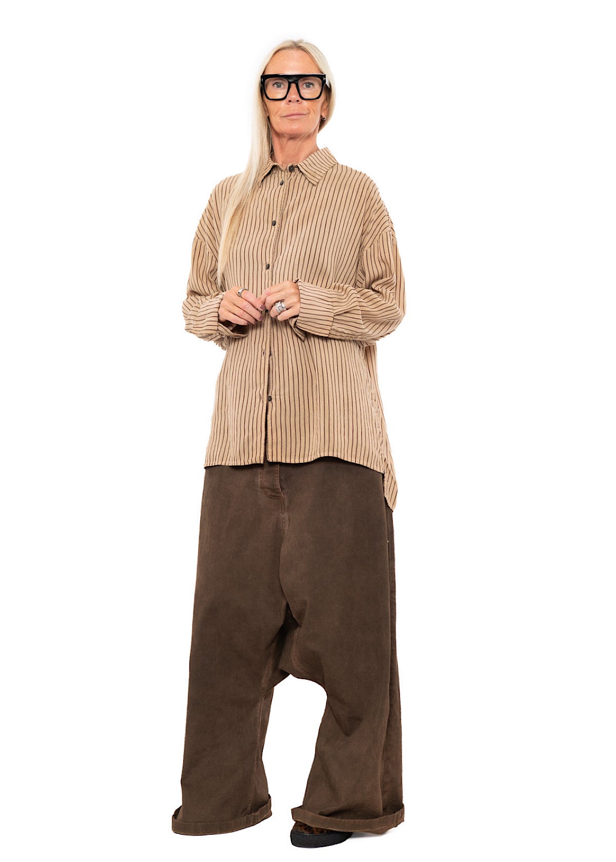 GARMENT-DYED SILK STRIPE SHIRT