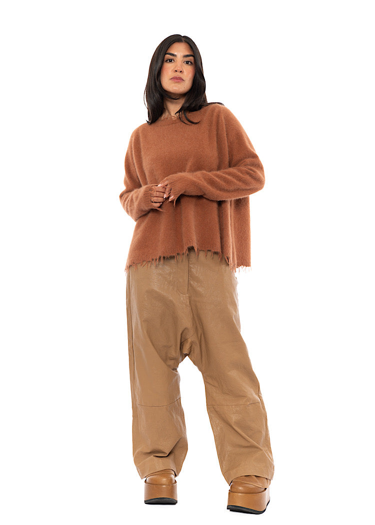 RELAXED FRAYED KNIT PULLOVER