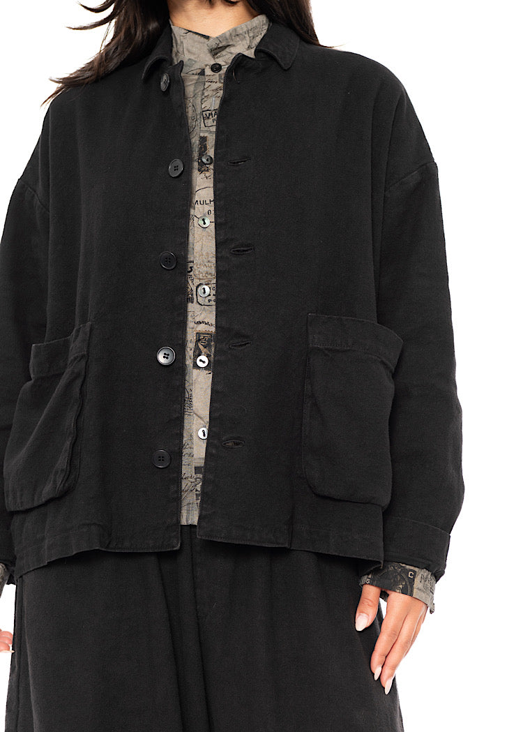 LINEN-COTTON UTILITY JACKET