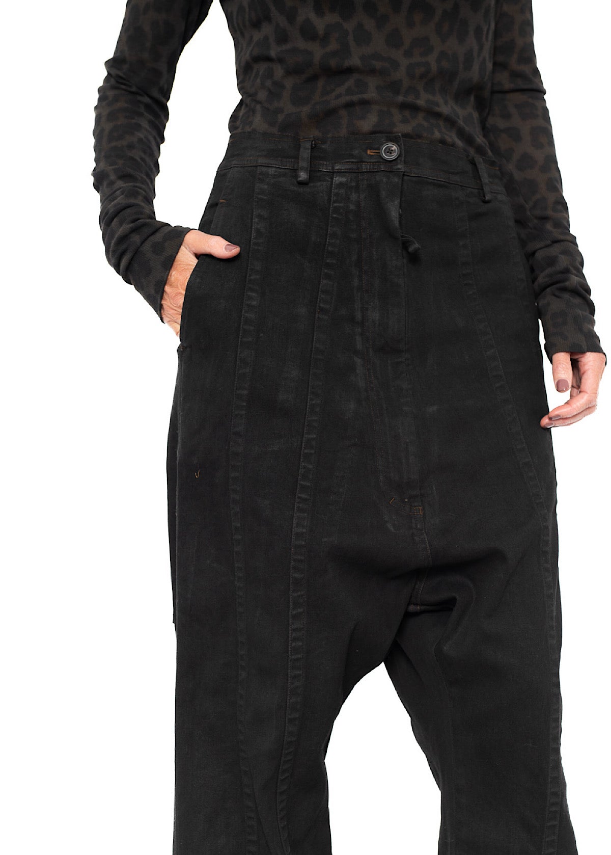 STRAIGHT-LEG DROP-CROTCH DENIM TROUSER