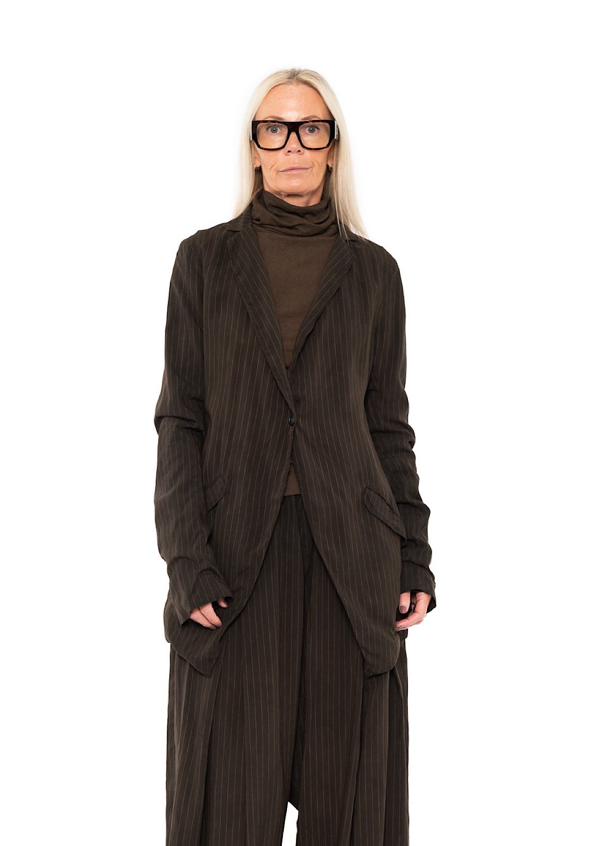 FLUID PINSTRIPE LONGLINE JACKET