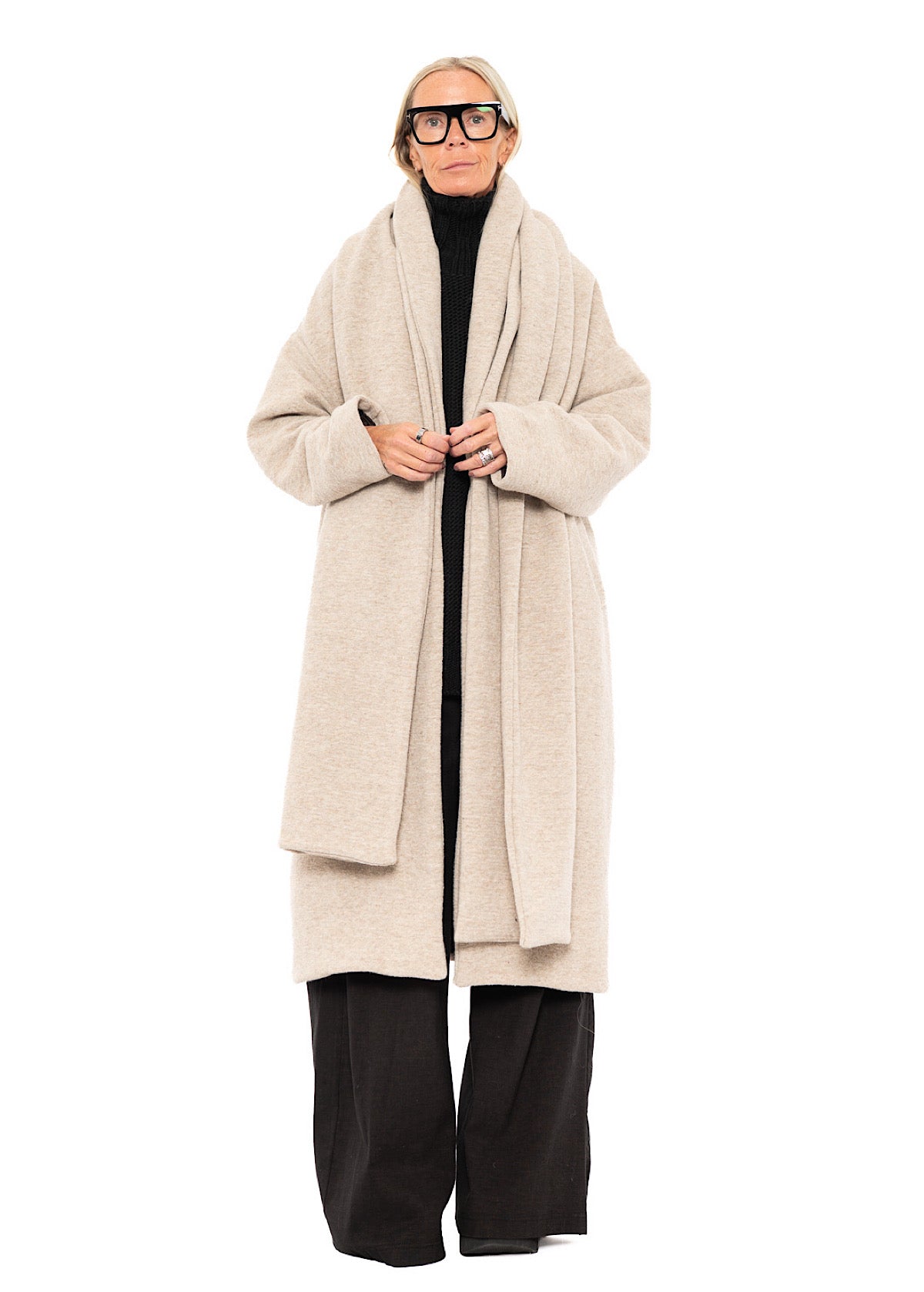 WOOL-BLEND COAT WITH SCARF