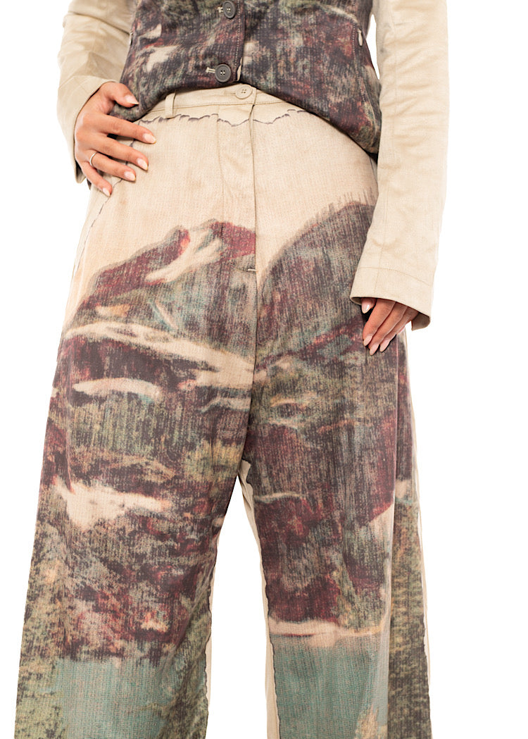 LANDSCAPE PRINT WIDE LEG TROUSER