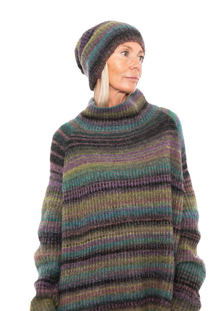 MULTICOLOUR STRIPE KNITTED BEANIE