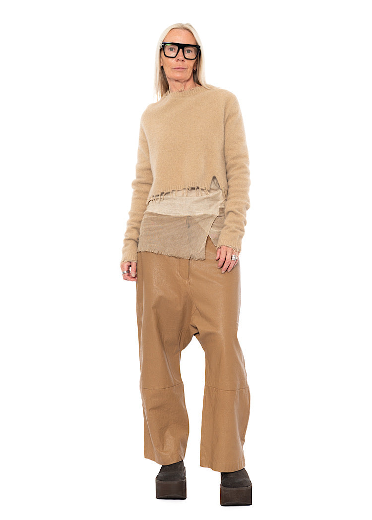CROPPED FOX WOOL SILK PULLOVER