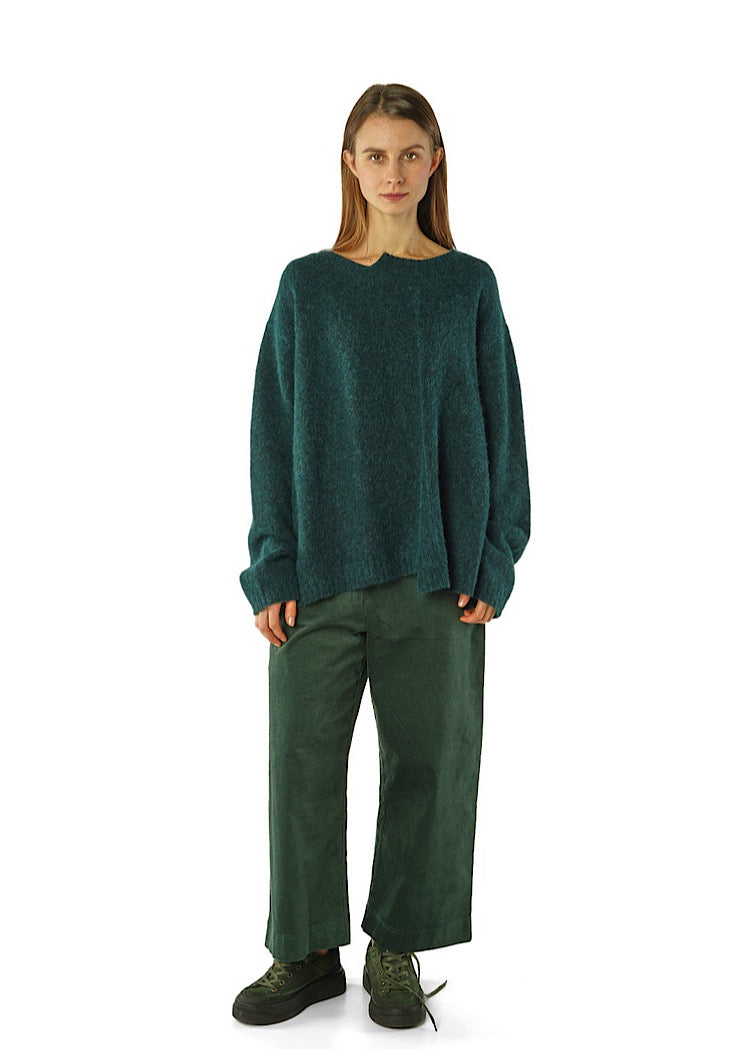 BRUSHED MÉLANGE KNITTED PULLOVER *BLACK* (Shown in FOREST MELANGE)