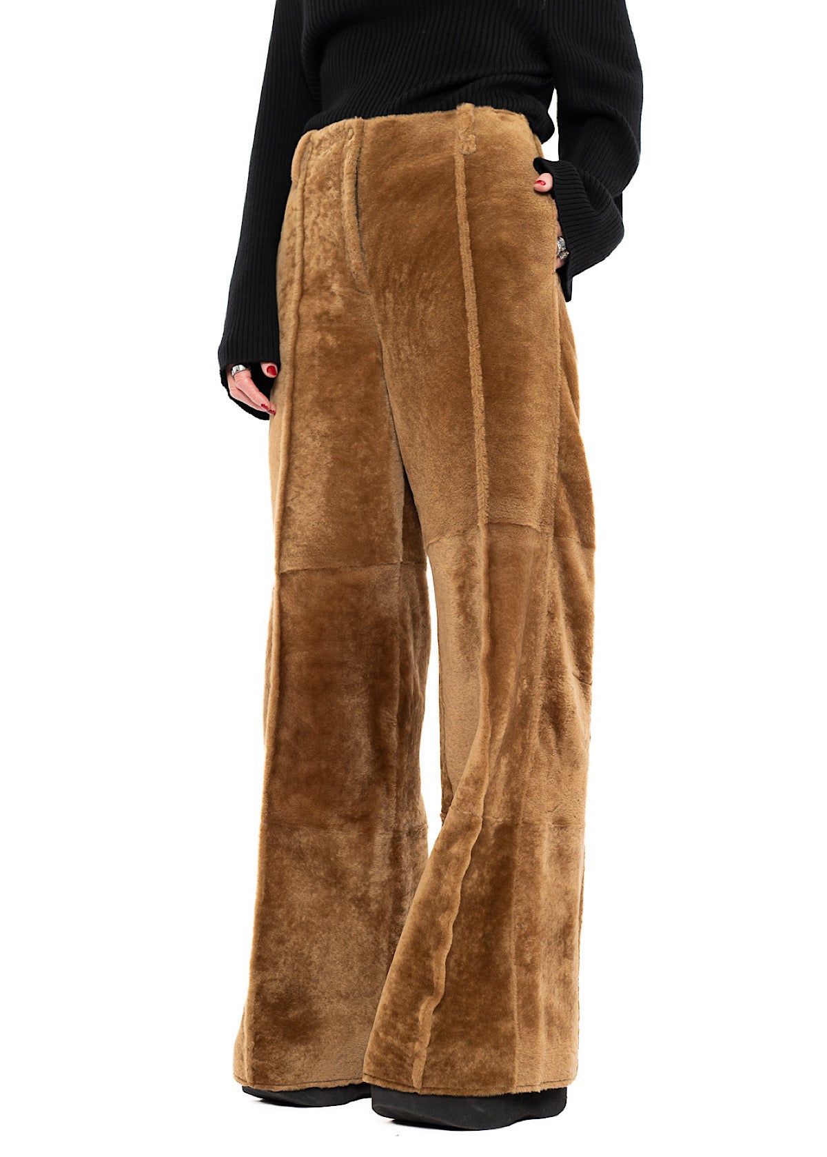 WIDE FUR LEATHER TROUSER