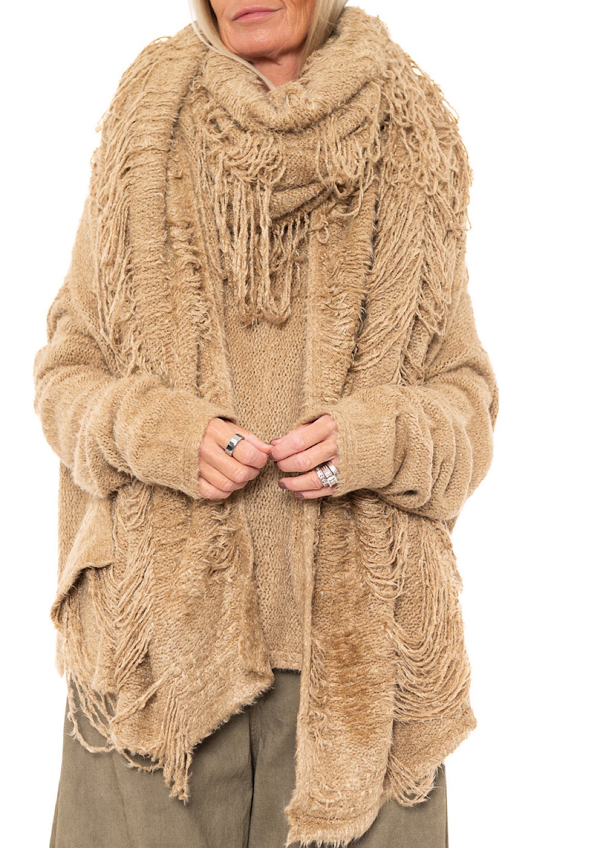 LADDERED SILK KNIT SCARF