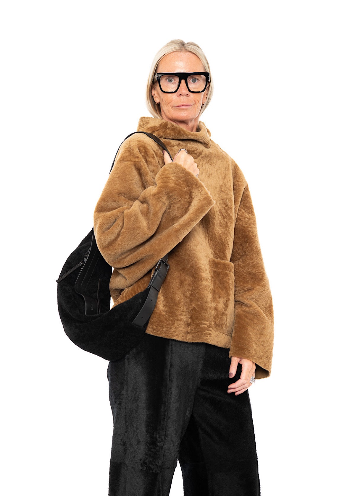 CROSSBODY FUR-FINISHED LEATHER BAG