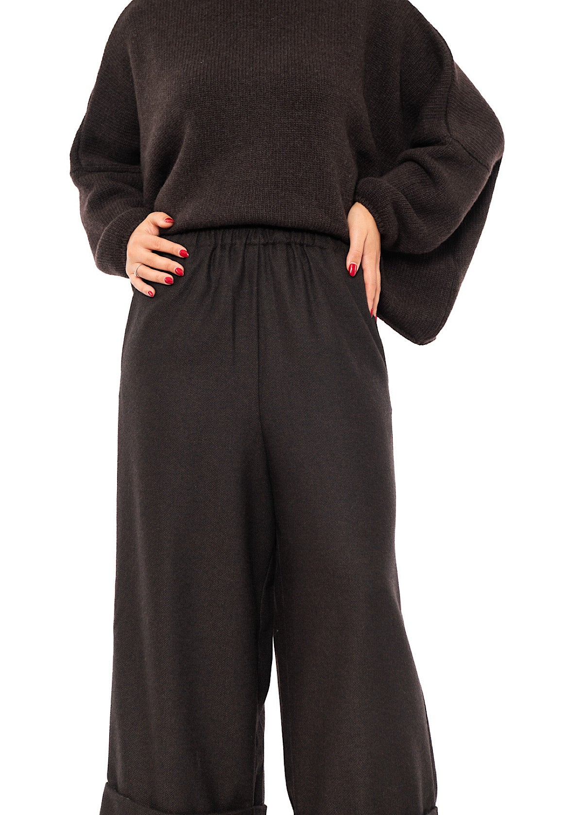 HERRINGBONE WIDE LEG GIONA TROUSER