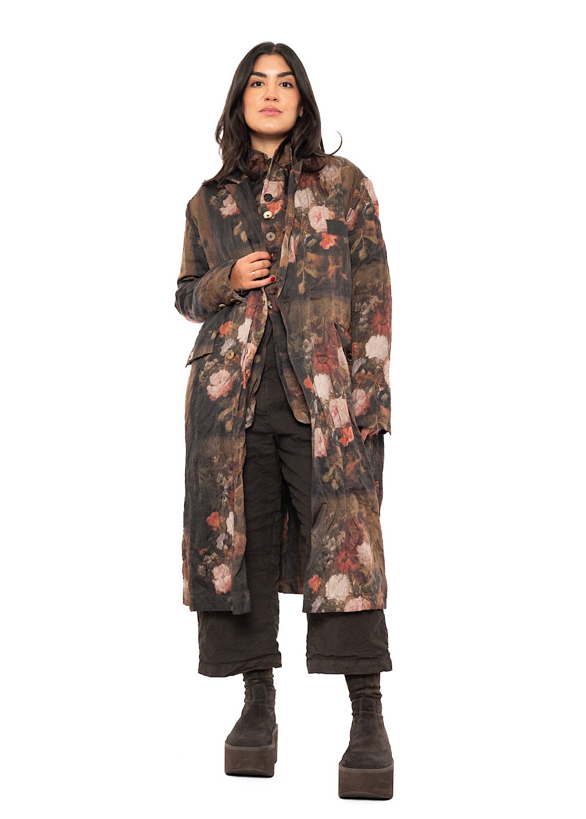 FLORAL PRINT OVERSIZED COAT