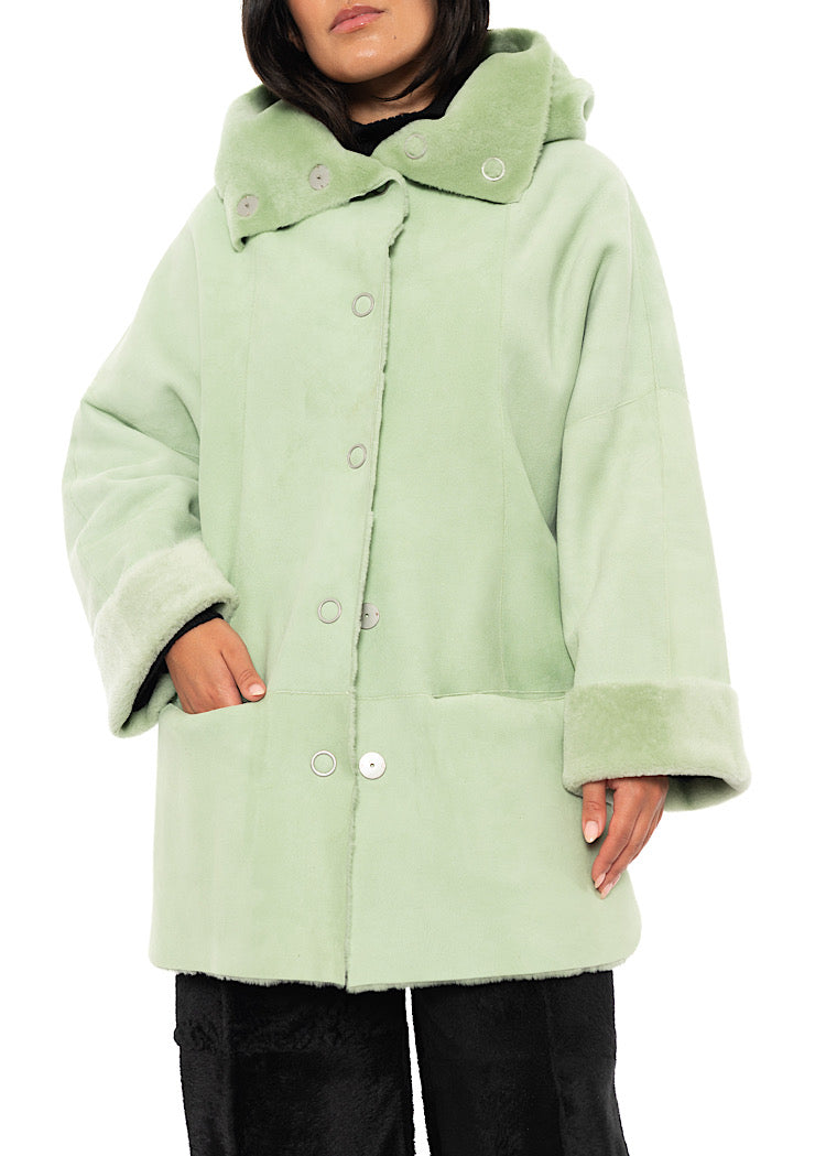 REVERSIBLE FUR HOODED JACKET